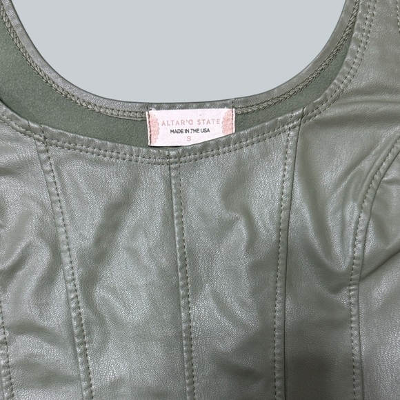 Altar’d State Brooklyn Leather Top – Green - Picture 2 of 4